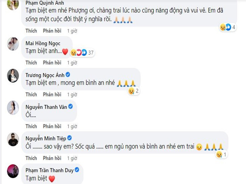 Phạm Quỳnh Anh, Đông Nhi, Trương Ngọc Ánh, Minh Tiệp tiếc thương đạo diễn Vũ Ngọc Phượng. Ảnh chụp màn hình