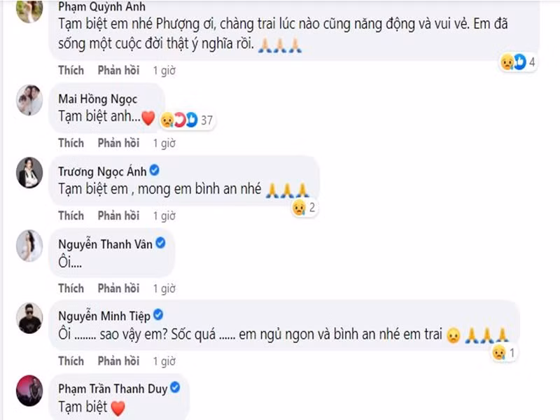 Phạm Quỳnh Anh, Đông Nhi, Trương Ngọc Ánh, Minh Tiệp tiếc thương đạo diễn Vũ Ngọc Phượng. Ảnh chụp màn hình