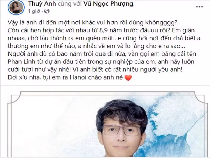 Diễn viên Thùy Anh thương tiếc đạo diễn Vũ Ngọc Phượng. Ảnh chụp màn hình