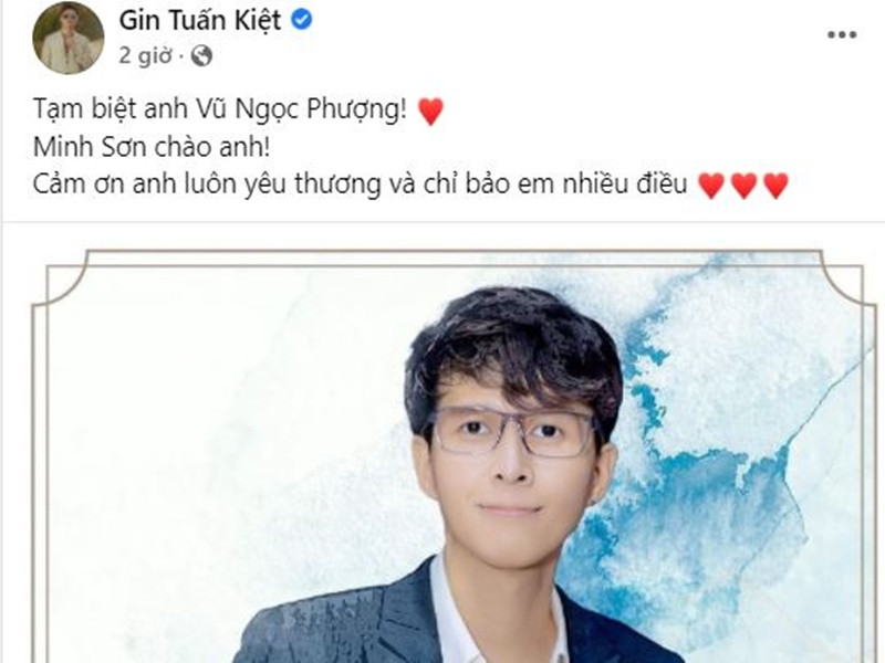 Gin Tuấn Kiệt cảm ơn đạo diễn Vũ Ngọc Phượng vì luôn được đàn anh chỉ bảo. Ảnh chụp màn hình