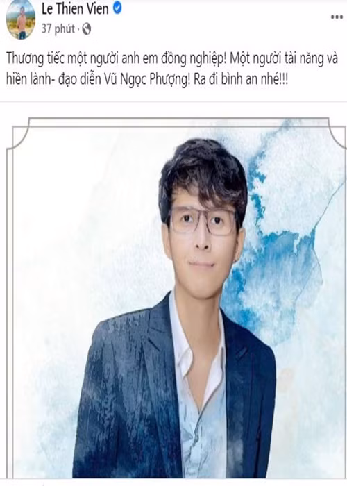 Đạo diễn Lê Thiện Viễn thương tiếc người đồng nghiệp. Ảnh chụp màn hình