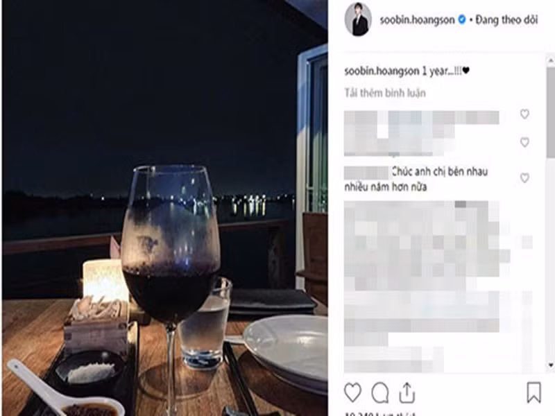 Soobin Hoàng Sơn từng khoe ảnh bữa tối lãng mạn cùng kèm chú thích: “1 year” (Tạm dịch: 1 năm). Không ít cư dân mạng cho rằng giọng ca “Phía sau một cô gái” tổ chức tiệc kỷ niệm 1 năm yêu nhau với bạn gái tin đồn. Ảnh chụp màn hình