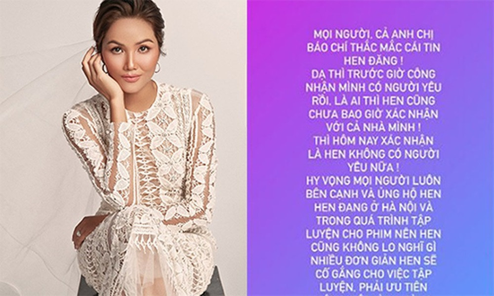 Tháng 10/2020, lại rộ nghi vấn H’hen Niê chia tay bạn trai khi người đẹp viết đầy ẩn ý: “Chia tay không phải là hết mà là nhường cho nhau có được hạnh phúc riêng”. Sau đó, nàng hoa hậu xác nhận chuyện tình tan vỡ. Ảnh: FB H’hen Niê