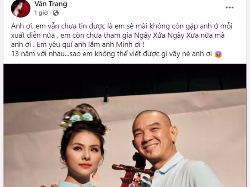 Vân Trang bàng hoàng khi hay tin dữ về đạo diễn Vũ Minh. Cô nghẹn ngào viết: "Em yêu quý anh lắm, anh Minh ơi".