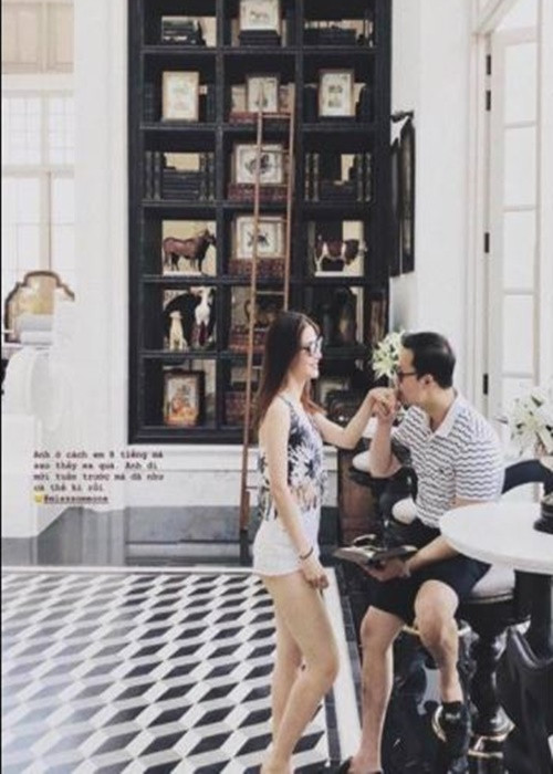 Khoảnh khắc Vinh Nguyễn hôn tay Diễm My khiến nhiều người phát ghen. Ảnh: Saostar