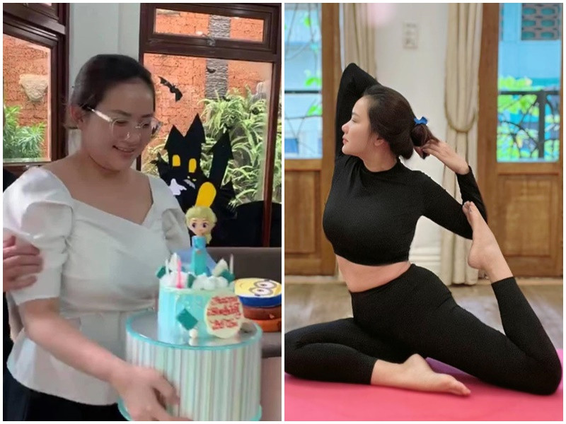 Được ông xã và bạn bè động viên, Phan Như Thảo ăn uống và tập luyện khoa học. Cô quyết định dừng giảm cân sau khi giảm được hơn 10kg. Ảnh: FBNV