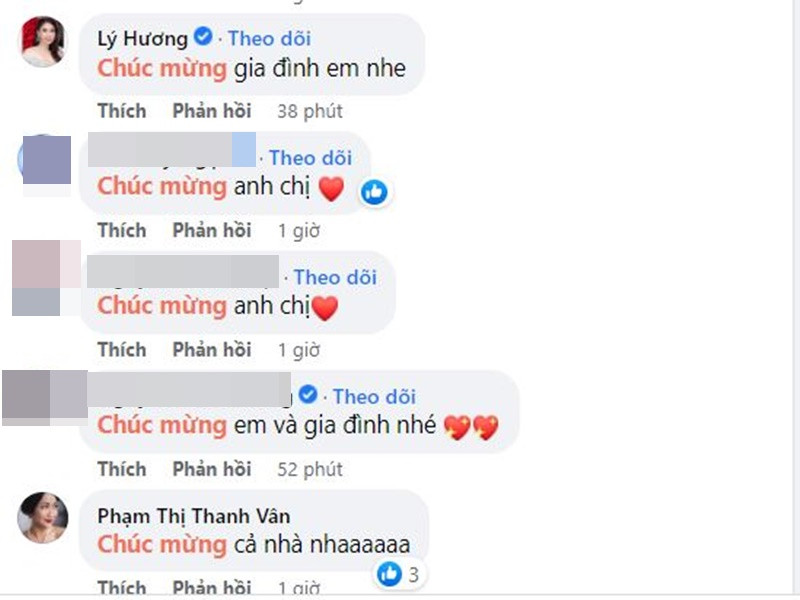Động thái của Quý Bình làm dấy nghi vấn bà xã của anh - doanh nhân Ngọc Tiền đã sinh con. Dưới bài đăng của nam diễn viên, nhiều bạn bè đã gửi lời chúc mừng đến hai vợ chồng Quý Bình. Ảnh chụp màn hình