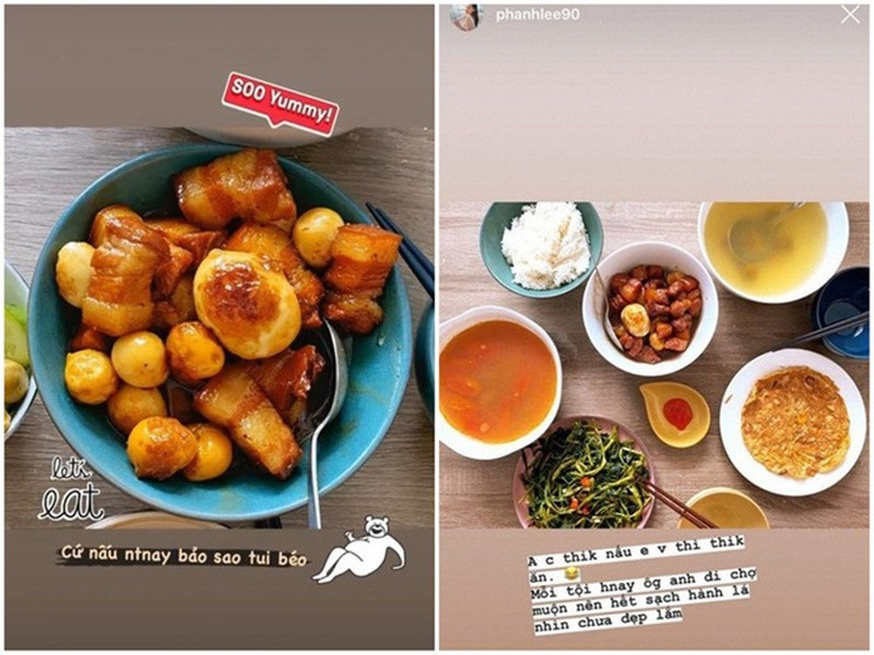 Nữ diễn viên đăng tải hình ảnh tình tứ bên ông xã, nhiều lần khoe nửa kia nấu ăn ngon, sẵn sàng vào bếp vì vợ.