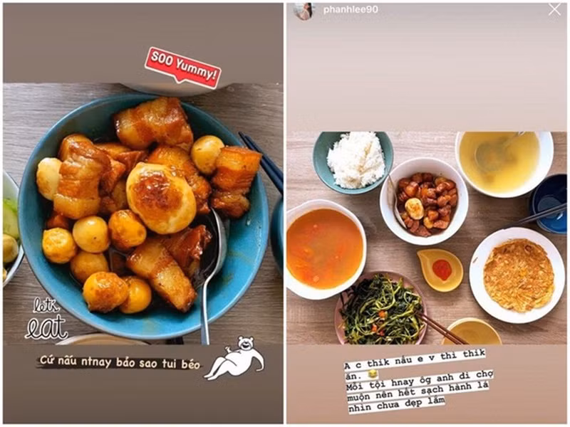 Nữ diễn viên đăng tải hình ảnh tình tứ bên ông xã, nhiều lần khoe nửa kia nấu ăn ngon, sẵn sàng vào bếp vì vợ.