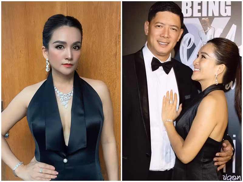 Trong một lần dự sự kiện, nữ doanh nhân khoe vẻ gợi cảm, sang trọng bên chồng.