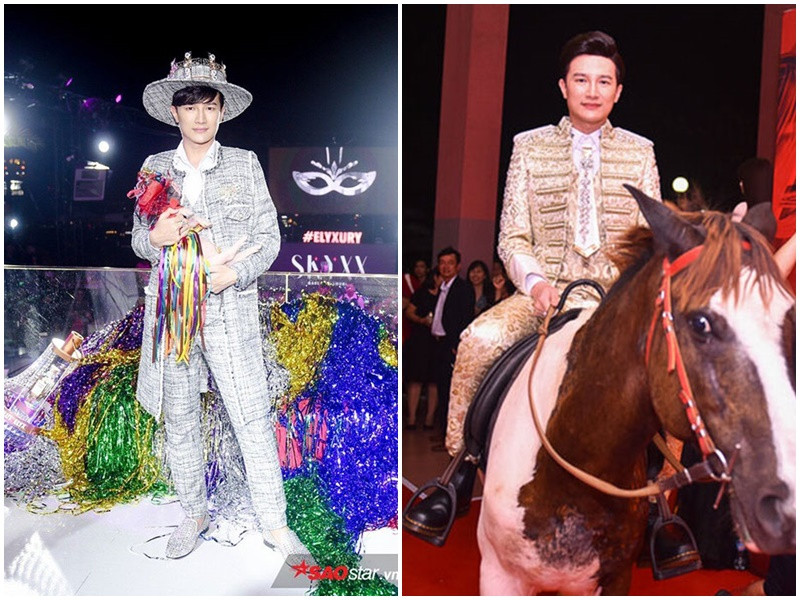 Anh còn hóa thân thành hoàng tử cưỡi bạch mã hay bế heo lên thảm đỏ. Ảnh: Saostar