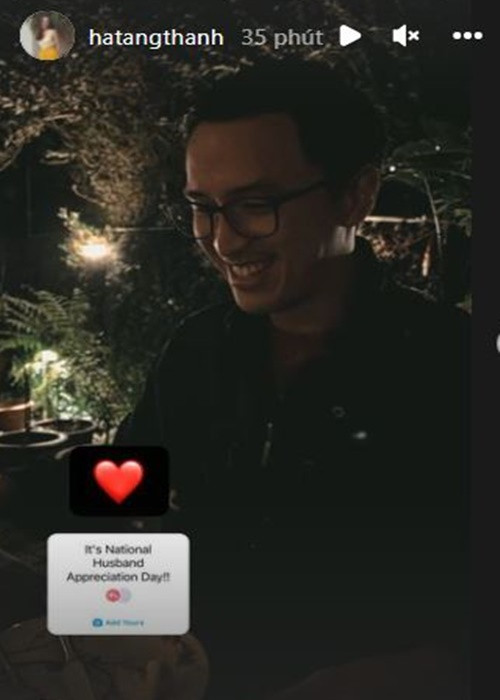 Tăng Thanh Hà chia sẻ khoảnh khắc ông xã đại gia tươi rói trong buổi hẹn hò.