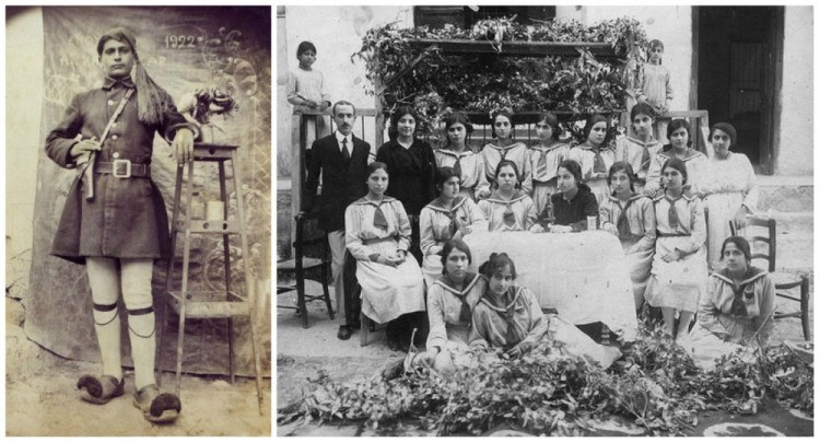 Ảnh trái là thanh niên trong quân đội Hy Lạp và ảnh phải là một lớp học ở đảo Síp.