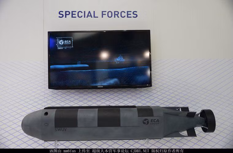 Trong ảnh là một mô hình thiết bị lặn không người lái do hãng ECA chế tạo hổ trợ trinh sát và tác chiến dưới nước. Nguồn ảnh: QQ.