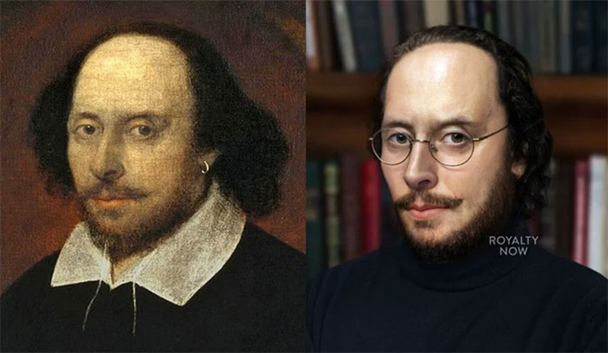 1. William Shakespeare: Nhà văn và nhà viết kịch nổi tiếng người Anh được mô tả trong hình ảnh AI với phong cách hiện đại và thanh lịch, đeo kính.