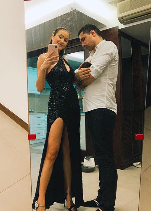 Ông xã của Phương Mai hỗ trợ chăm sóc con trai khi cô đi làm.