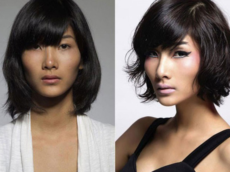 Chân dài sinh năm 1992 sở hữu gương mặt góc cạnh với gò má cao.