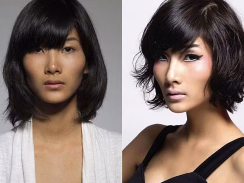 Chân dài sinh năm 1992 sở hữu gương mặt góc cạnh với gò má cao.