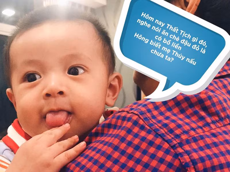 Bé Thiên Phú được nhiều người nhận xét giống bố như đúc từ đôi mắt đến đôi môi.