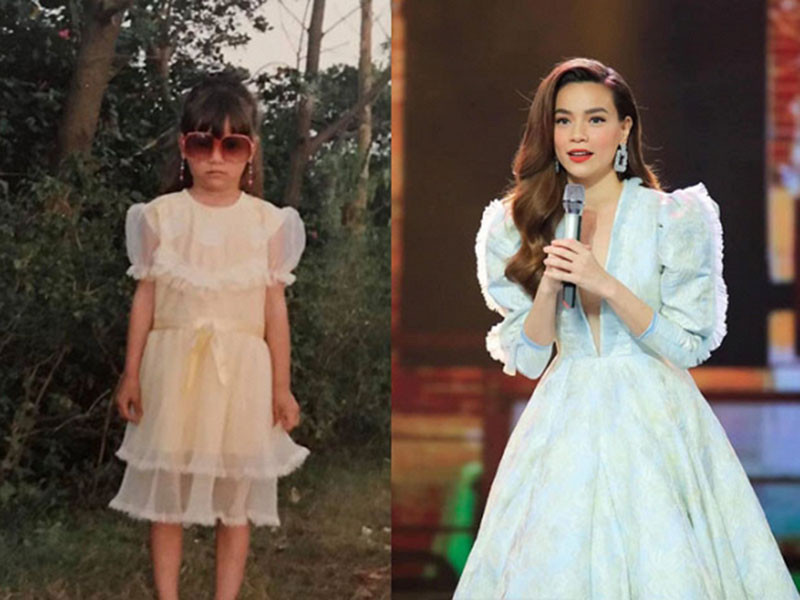 Hình ảnh Hồ Ngọc Hà thời thơ ấu trong trang phục váy phối phụ kiện mắt kính, giày, hoa tai từng gây chú ý. Ảnh: Thời đại plus