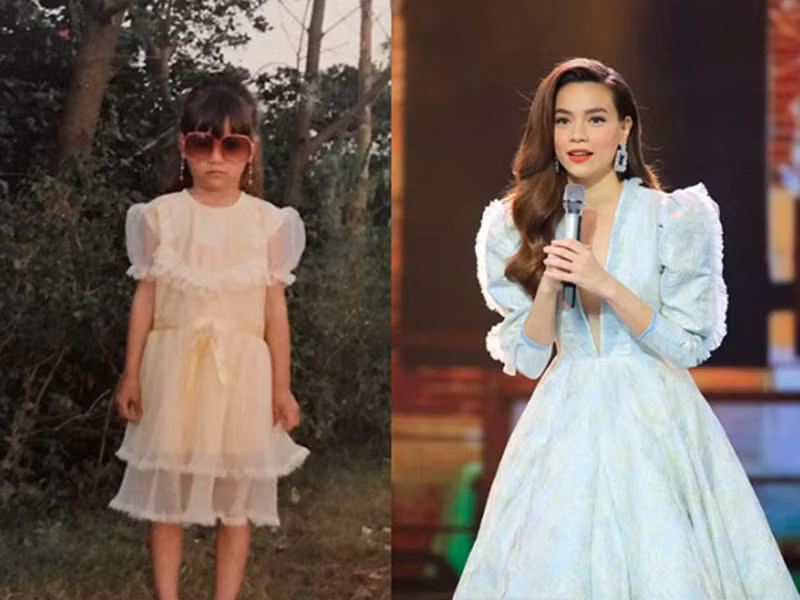 Hình ảnh Hồ Ngọc Hà thời thơ ấu trong trang phục váy phối phụ kiện mắt kính, giày, hoa tai từng gây chú ý. Ảnh: Thời đại plus
