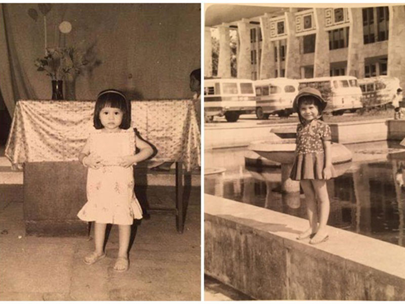 Hồi nhỏ, giọng ca "Búp bê" ăn mặc đáng yêu. Ảnh: FBNV