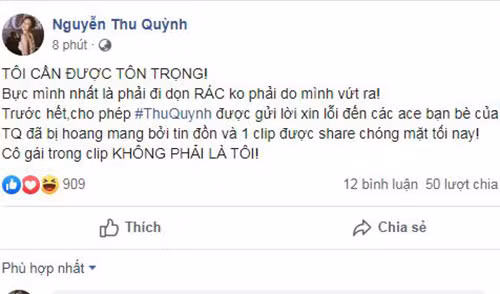 Thu Quỳnh phủ nhận là cô gái trong clip.