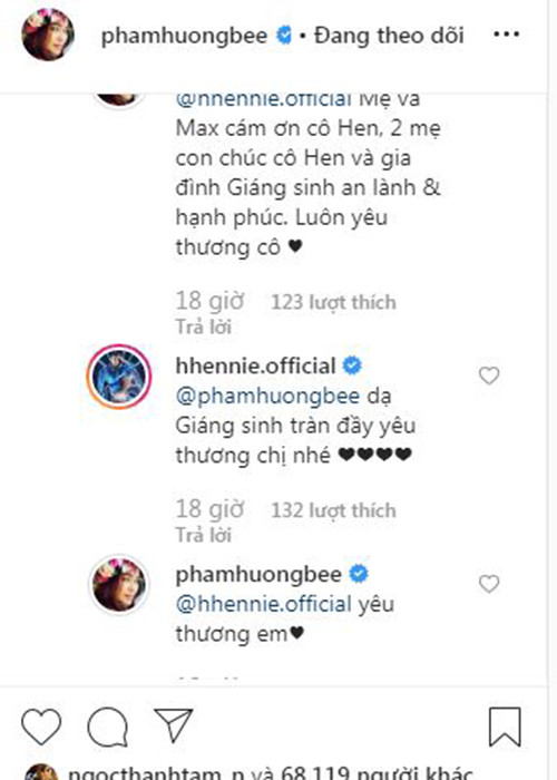 Phạm Hương nhanh chóng đáp lại khi được đồng nghiệp gửi lời chúc đến con trai.