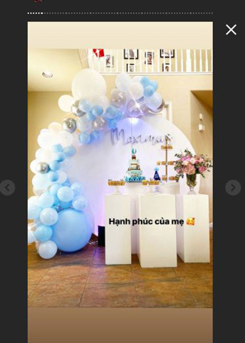 Ngoài khoe con trai, Phạm Hương mới đây còn đăng tải loạt ảnh tổ chức sinh nhật 1 tuổi cho thiên thần nhỏ của mình.