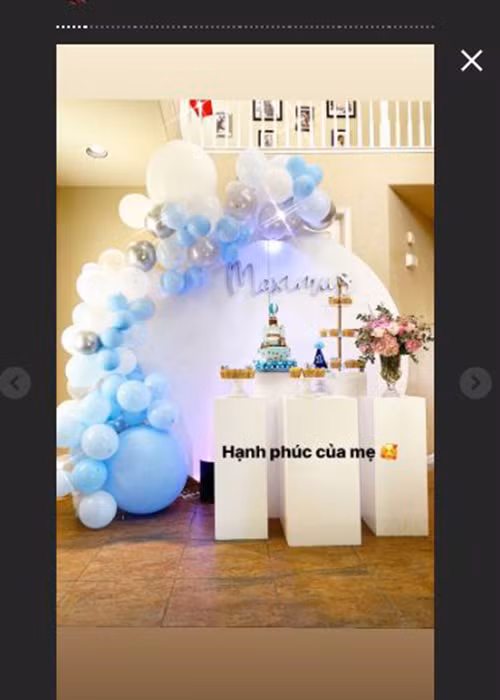 Ngoài khoe con trai, Phạm Hương mới đây còn đăng tải loạt ảnh tổ chức sinh nhật 1 tuổi cho thiên thần nhỏ của mình.