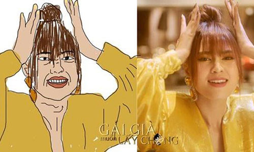 "Bên phải là tôi khi tưởng tượng gặp crush. Còn bên trái là thực tế", Lan Ngọc bình luận hài hước khi chia sẻ một bức ảnh chế “gái già”.