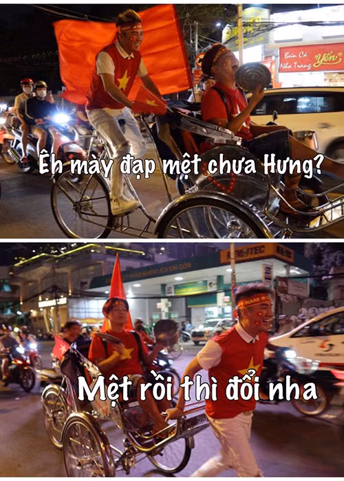 Mr Đàm đạp xích lô khi đi bão.