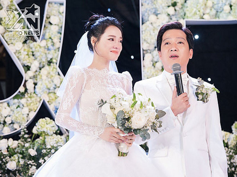 Sau 3 năm hẹn hò đầy sóng gió, Nhã Phương lên xe hoa cùng Trường Giang. Ảnh: Yan