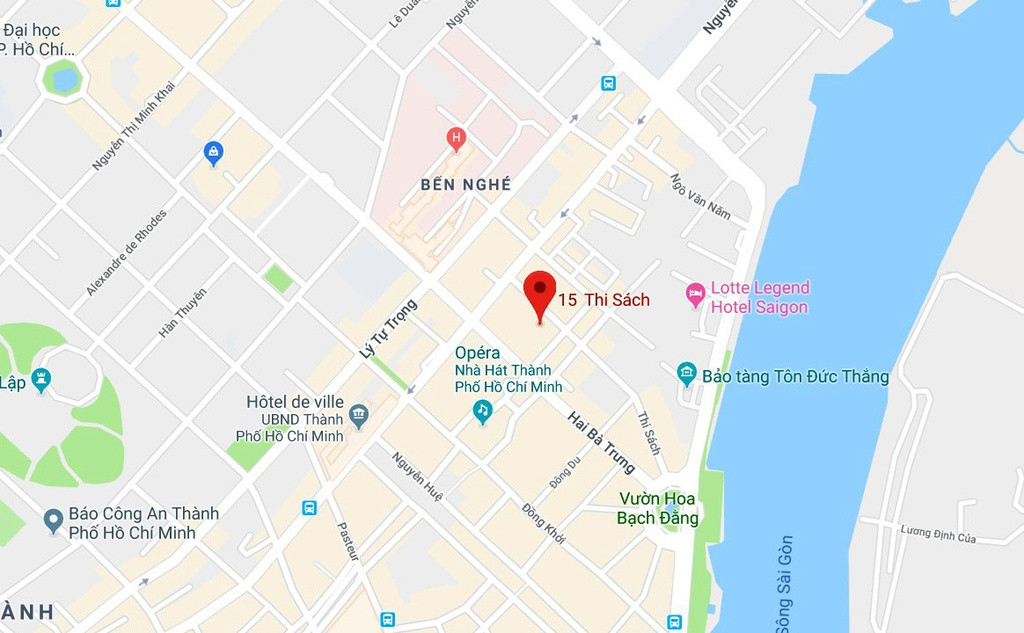 Vị trí khu đất tại số 15 Thi Sách, phường Bến Nghé, quận 1. Ảnh: Google Maps