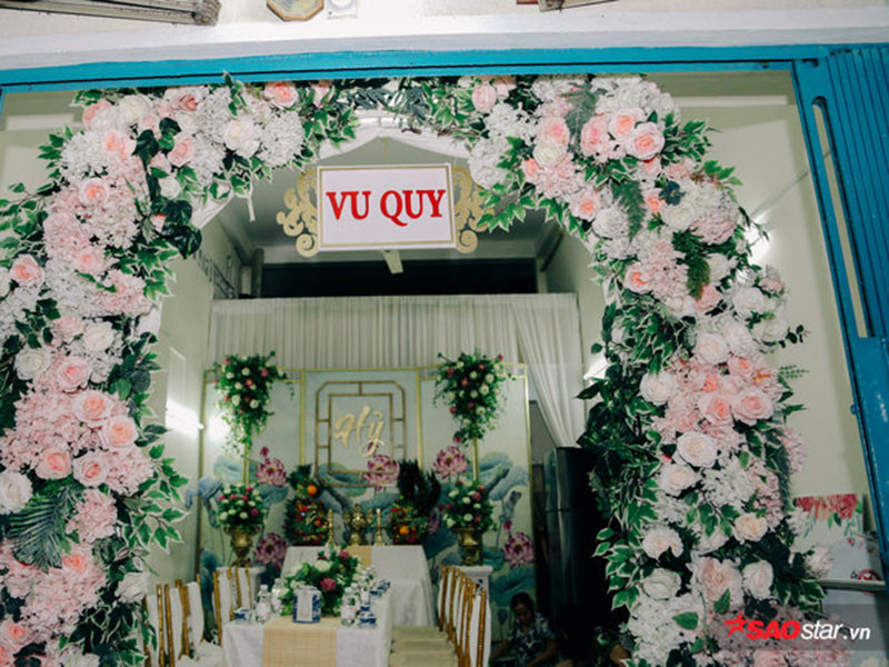 Lễ rước dâu được tổ chức tại nhà riêng của MC Hoàng Oanh tại đường Lý Thái Tổ, quận 10. Ảnh: Saostar