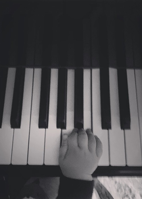 Cậu nhóc còn thích chơi đùa với đàn piano giống mẹ.