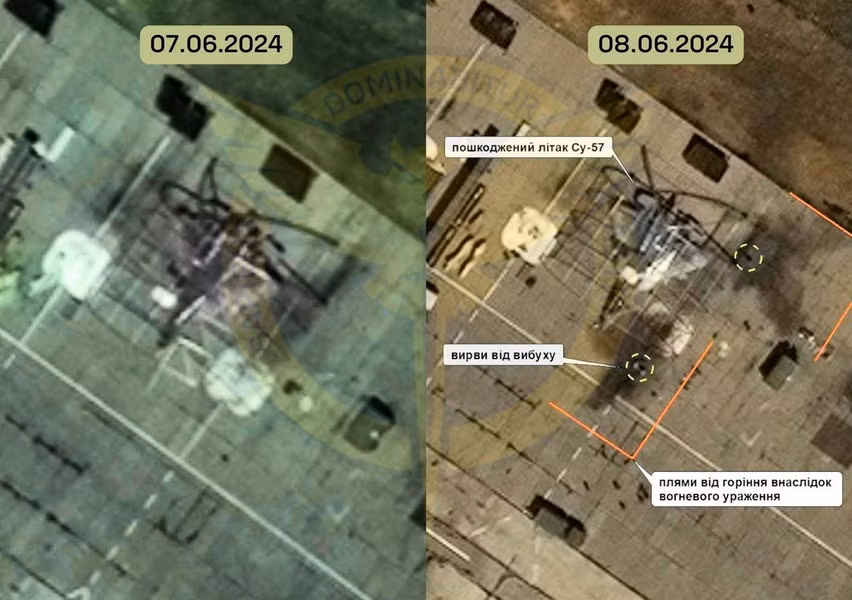 Tổng cục Tình báo Bộ Quốc phòng Ukraine công bố hình ảnh vệ tinh cho thấy một chiếc tiêm kích tàng hình Su-57 Felon đã bị hư hỏng tại sân bay Akhtubinsk, đây là sự kiện mang tính lịch sử.