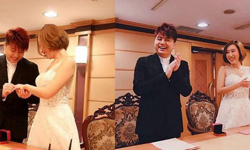 Không hoãn lễ cưới giống như Sunday nhưng nữ ca sĩ Hong Kong Phùng Khải Kỳ (Cherry) tổ chức hôn lễ với DJ đài phát thanh Phùng Địch Lạc (Tiksan) mà không có sự góp mặt của gia đình hay bạn bè vì phòng dịch bệnh Corona.