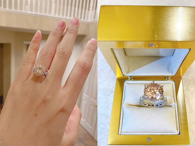 Quà Valentine của Phạm Hương cũng khủng không kém quà của Thủy Tiên. Trên trang cá nhân, Phạm Hương khoe ảnh chiếc nhẫn kim cương đeo trên ngón tay áp út.