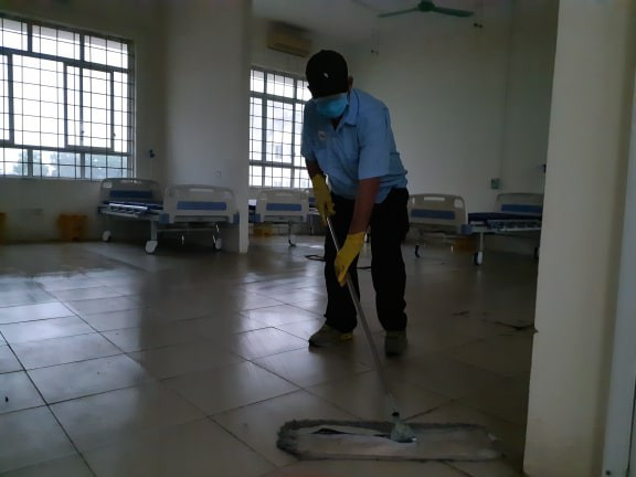 Vệ sinh được dọn dẹp sạch sẽ.