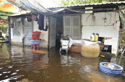  Cụ bà sống cảnh ốc đảo giữa Sài Gòn là trường hợp của mẹ con cụ Nguyễn Thị Tới (84 tuổi) ngụ số 52/30D Khiếu Năng Tĩnh, phường An Lạc, quận Bình Tân, TP HCM khi suốt nhiều ngày trôi qua, căn nhà cả me con cụ vẫn bị nước cô lập sau cơn mưa cực lớn và kéo dài từ chiều tối ngày 15/9 vừa qua.