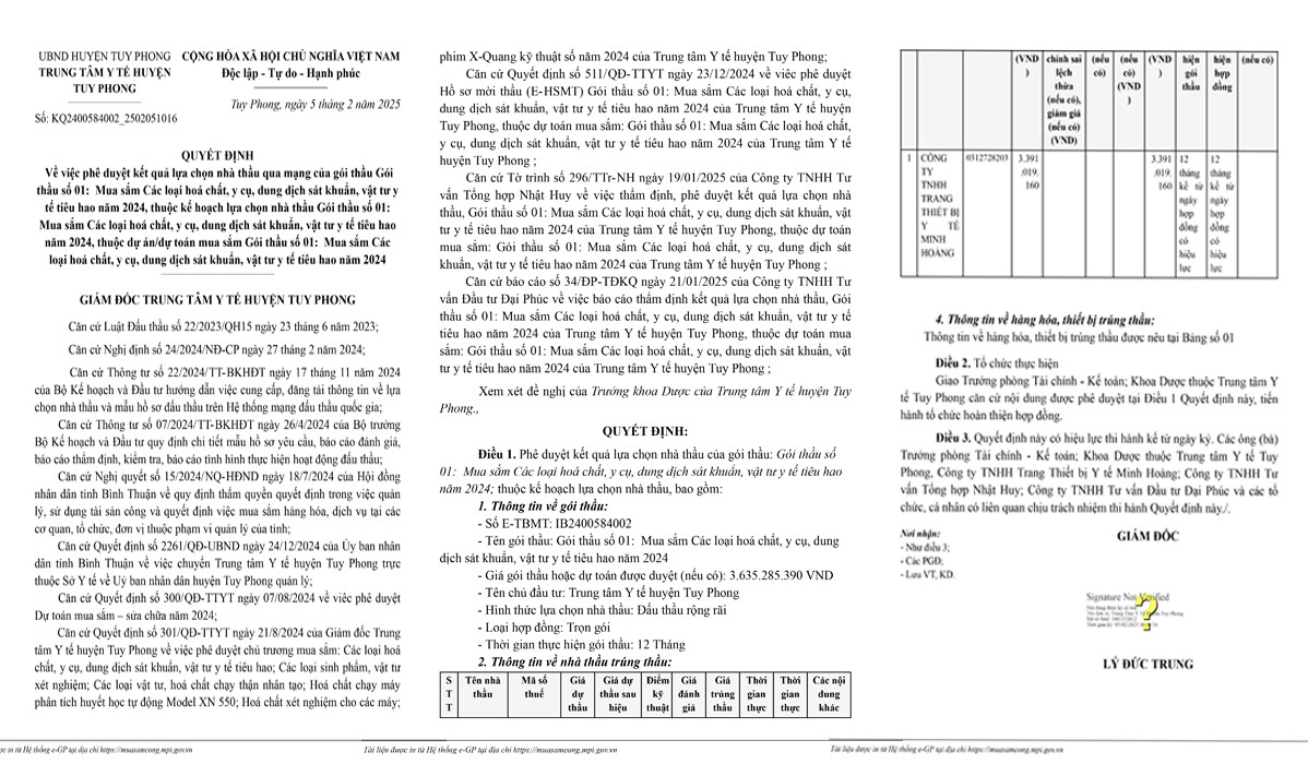 Binh Thuan: Cty Minh Hoang trung goi vat tu y te hon 3 ty