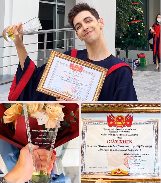 Không chỉ là một TikToker nổi tiếng mà Rufino Aybar còn là học sinh, sinh viên giỏi với nhiều thành tích cao. Hiện anh đã đã tốt nghiệp thủ khoa Luật Quốc tế tại Học viện Ngoại giao Hà Nội.
