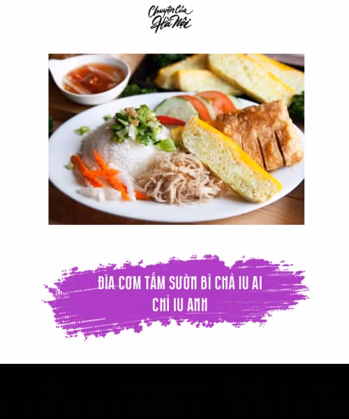 "Đĩa cơm tấm sườn bì chả iu ai chỉ iu anh"