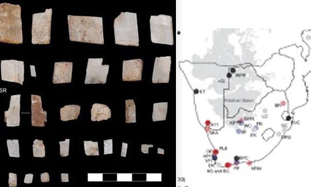 Trước khi tìm thấy những cổ vật hơn 100.000 tuổi trên, các nhà khoa học tìm được một số bằng chứng khảo cổ về người Homo sapiens ở miền Nam châu Phi.