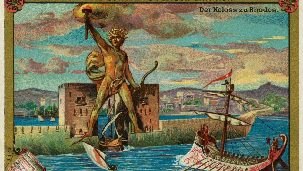 Được hoàn thành vào năm 280 trước Công nguyên, bức tượng thần Mặt Trời trên đảo Rhodes được làm từ đồng.