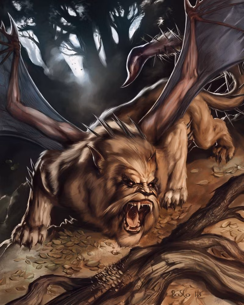 Đôi khi, quái vật Manticore nuốt chửng con mồi to mà không cần xé nạn nhân ra thành từng mảnh.