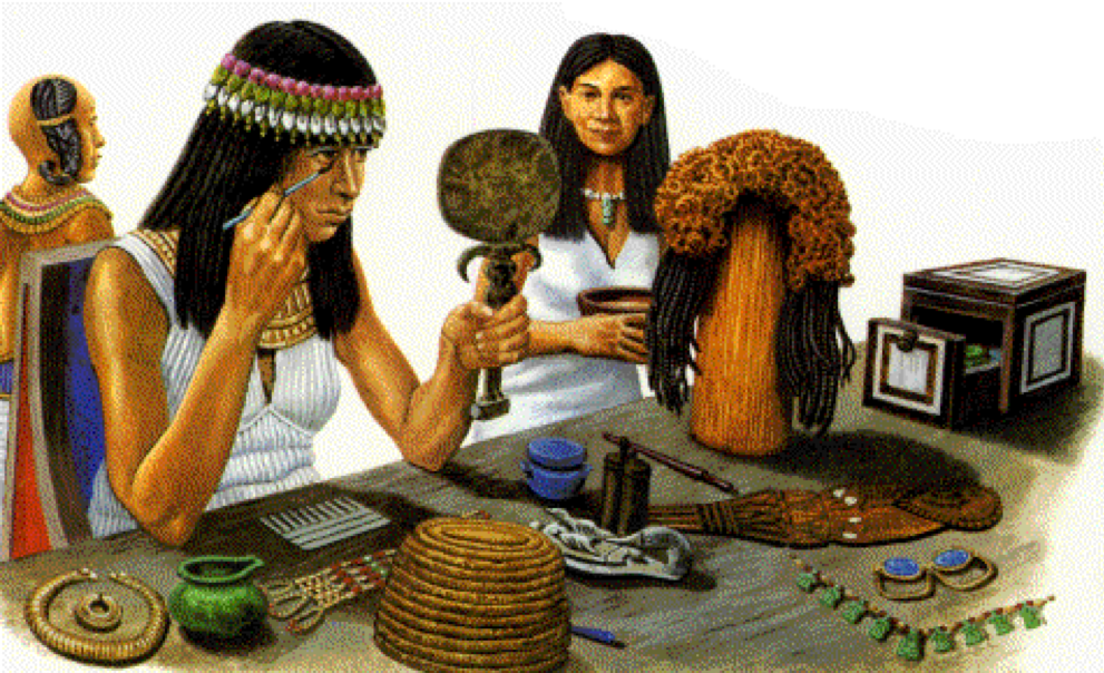 Người Ai Cập sử dụng kohl để trang trí viền mắt. Nó được làm từ hỗn hợp đá lông công, đồng galena, mangan sắt và chì.