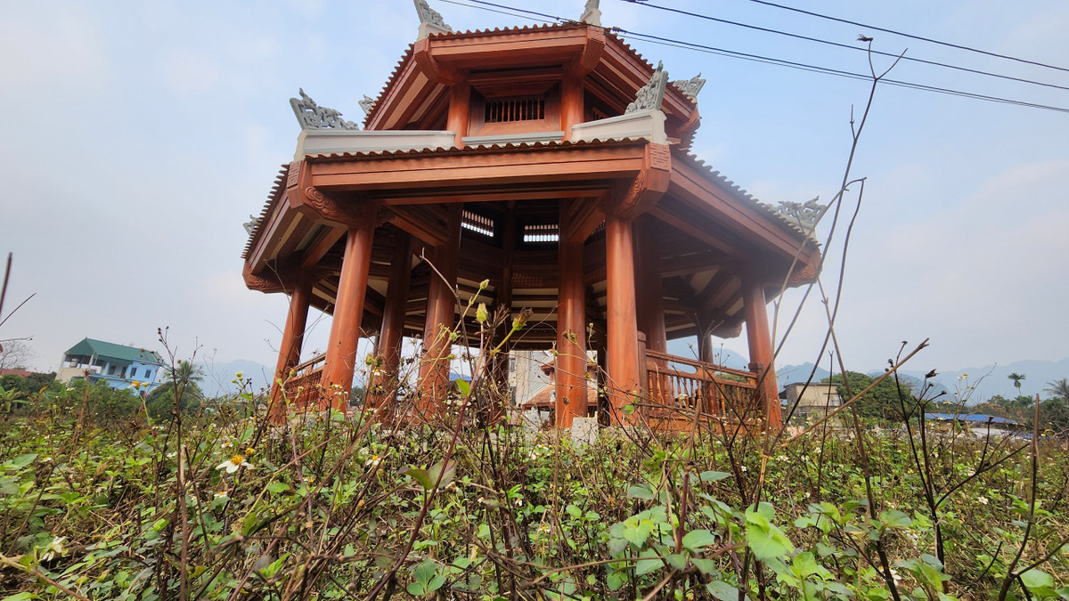 Các công trinh xây dựng dang dở và được "bao bọc" bởi hàng cỏ dại gây mất mỹ quan tại khu di tích.