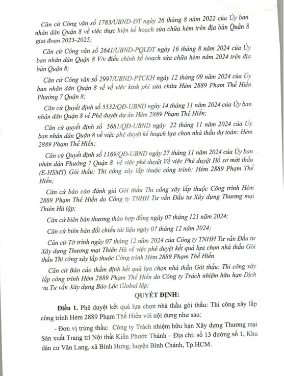 TP HCM: Công ty Kiến Phước Thành 7 ngày trúng 6 gói thầu tại Quận 8 - Hình 2 TP HCM: Cong ty Kien Phuoc Thanh 7 ngay trung 6 goi thau tai Quan 8-Hinh-2